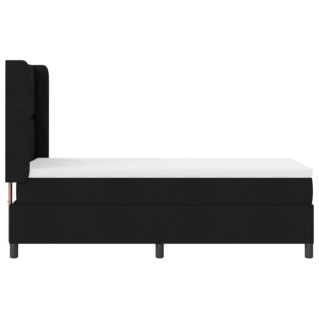 LED Box Spring Krevet s uzglavljem Crna 90 x 190 cm tkanina