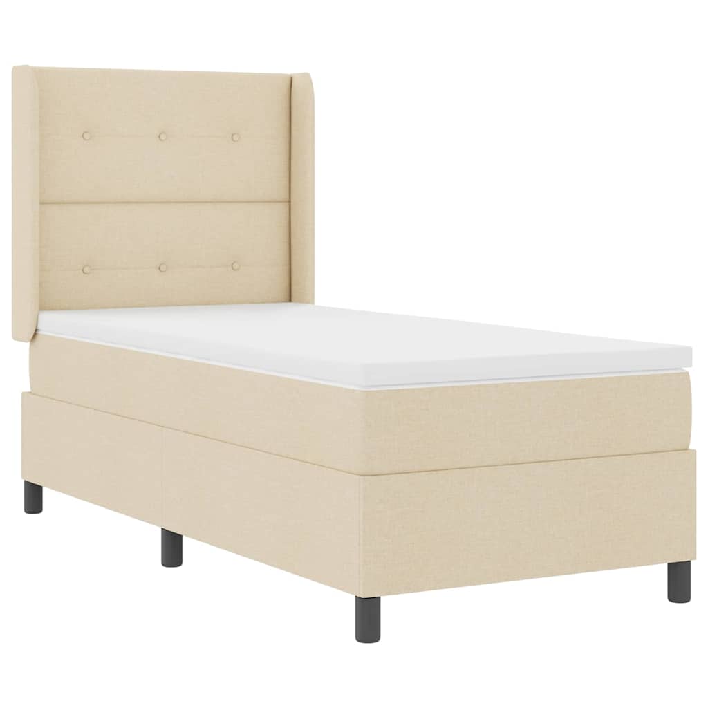 LED Box Spring Krevet s uzglavljem Krema 90 x 190 cm tkanina