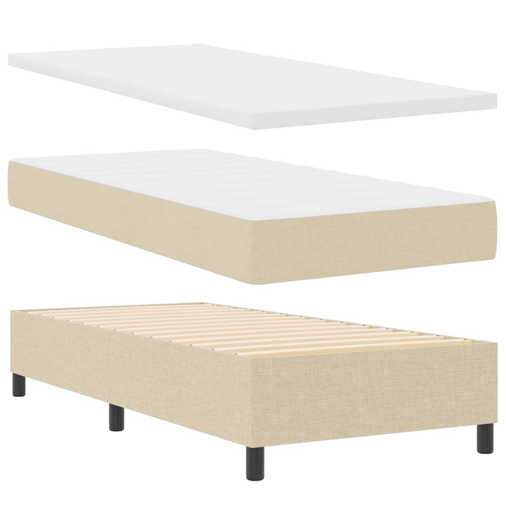 LED Box Spring Krevet s uzglavljem Krema 90 x 190 cm tkanina