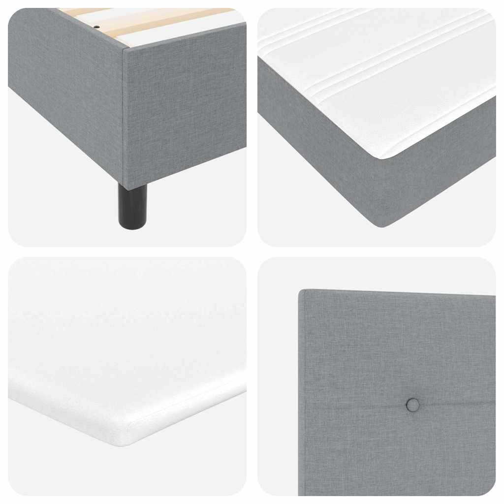 LED Box Spring Krevet Svijetlo siva 90 x 200 cm tkanina Svjetlosiva