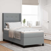 LED Box Spring Krevet Svijetlo siva 90 x 200 cm tkanina Svjetlosiva