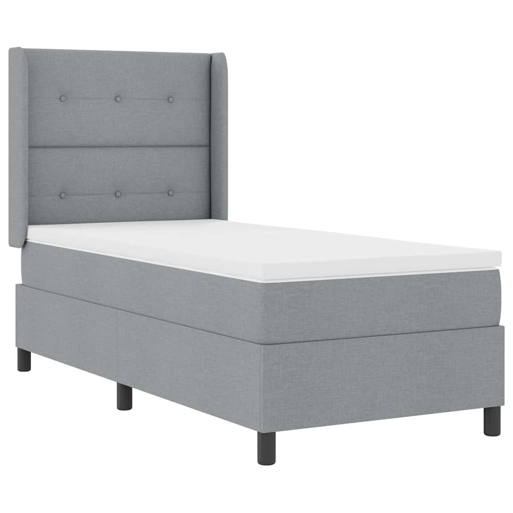 LED Box Spring Krevet Svijetlo siva 90 x 200 cm tkanina Svjetlosiva