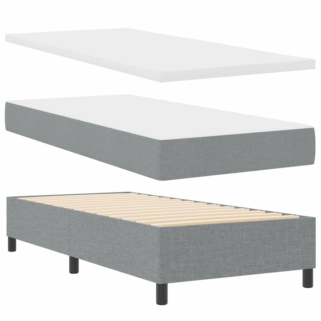 LED Box Spring Krevet Svijetlo siva 90 x 200 cm tkanina Svjetlosiva
