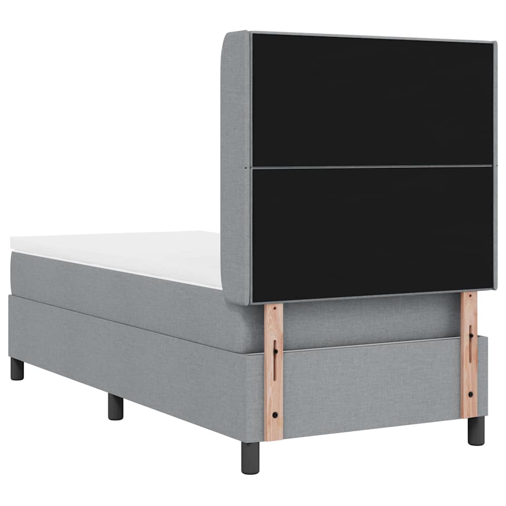 LED Box Spring Krevet Svijetlo siva 90 x 200 cm tkanina Svjetlosiva