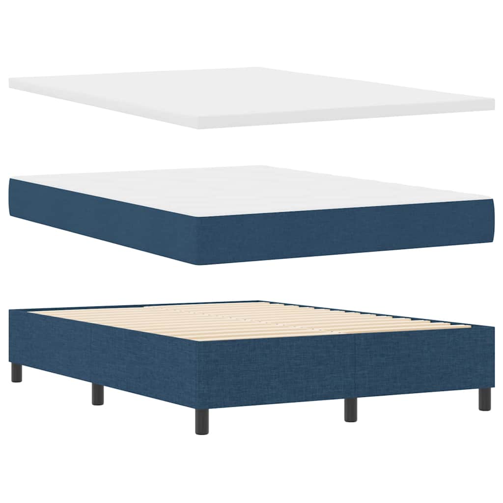 LED Box Spring Krevet s uzglavljem Plava 140 x 200 cm tkanina