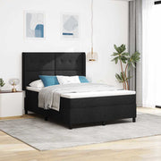 LED Box Spring Krevet s uzglavljem Crna 160 x 200 cm tkanina