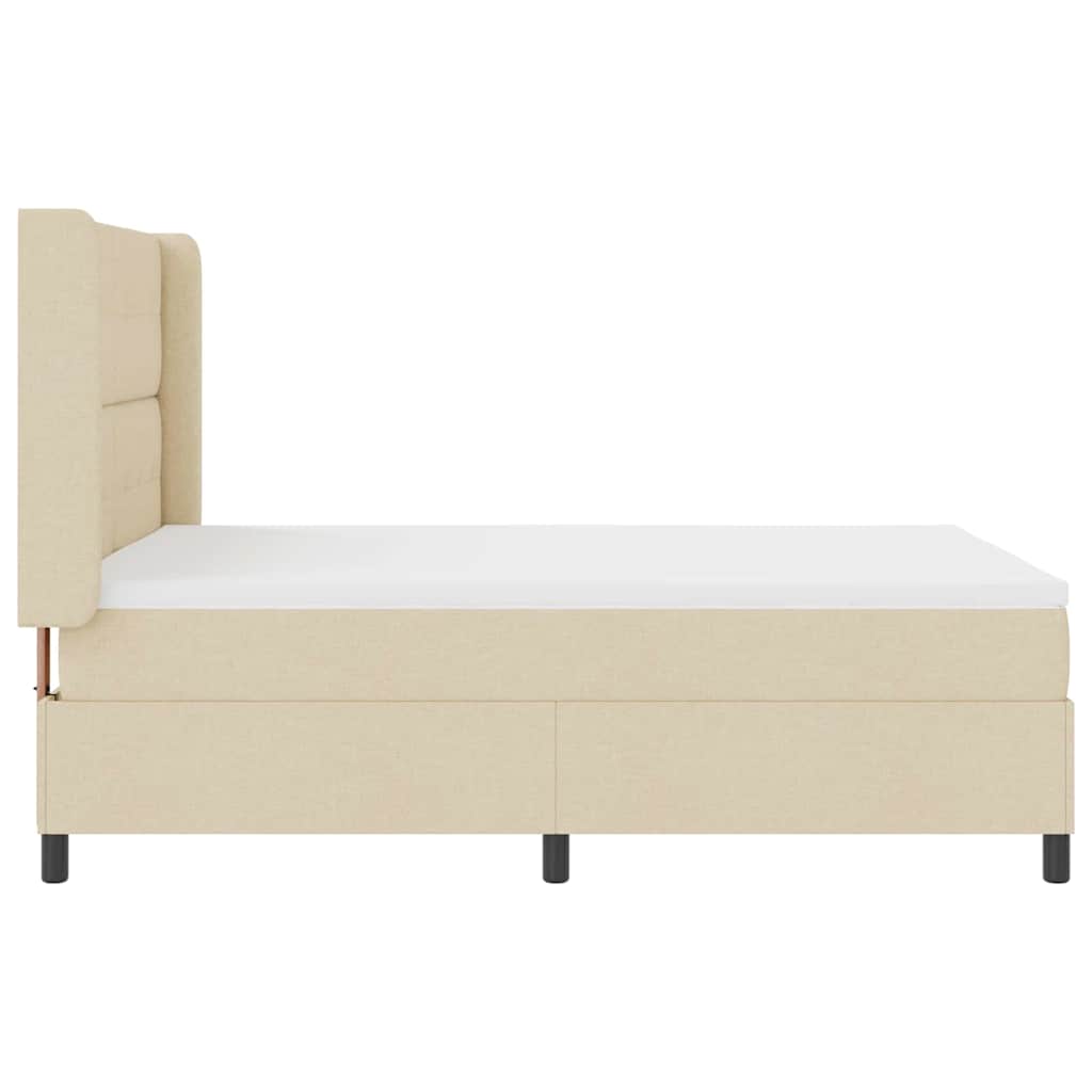 LED Box Spring Krevet s uzglavljem Krema 160 x 200 cm tkanina