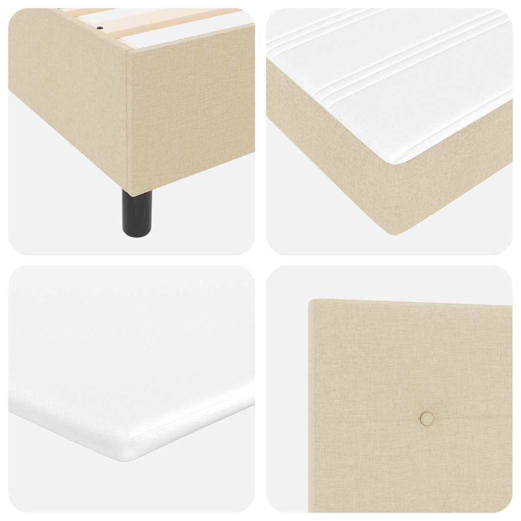 LED Box Spring Krevet s uzglavljem Krema 200 x 200 cm tkanina