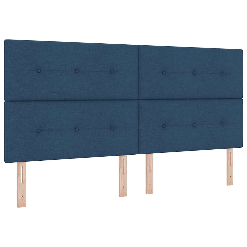 LED Box Spring Krevet s uzglavljem Plava 200 x 200 cm tkanina