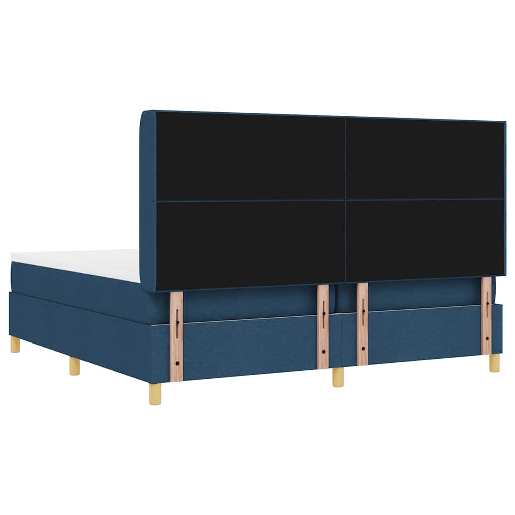 LED Box Spring Krevet s uzglavljem Plava 200 x 200 cm tkanina