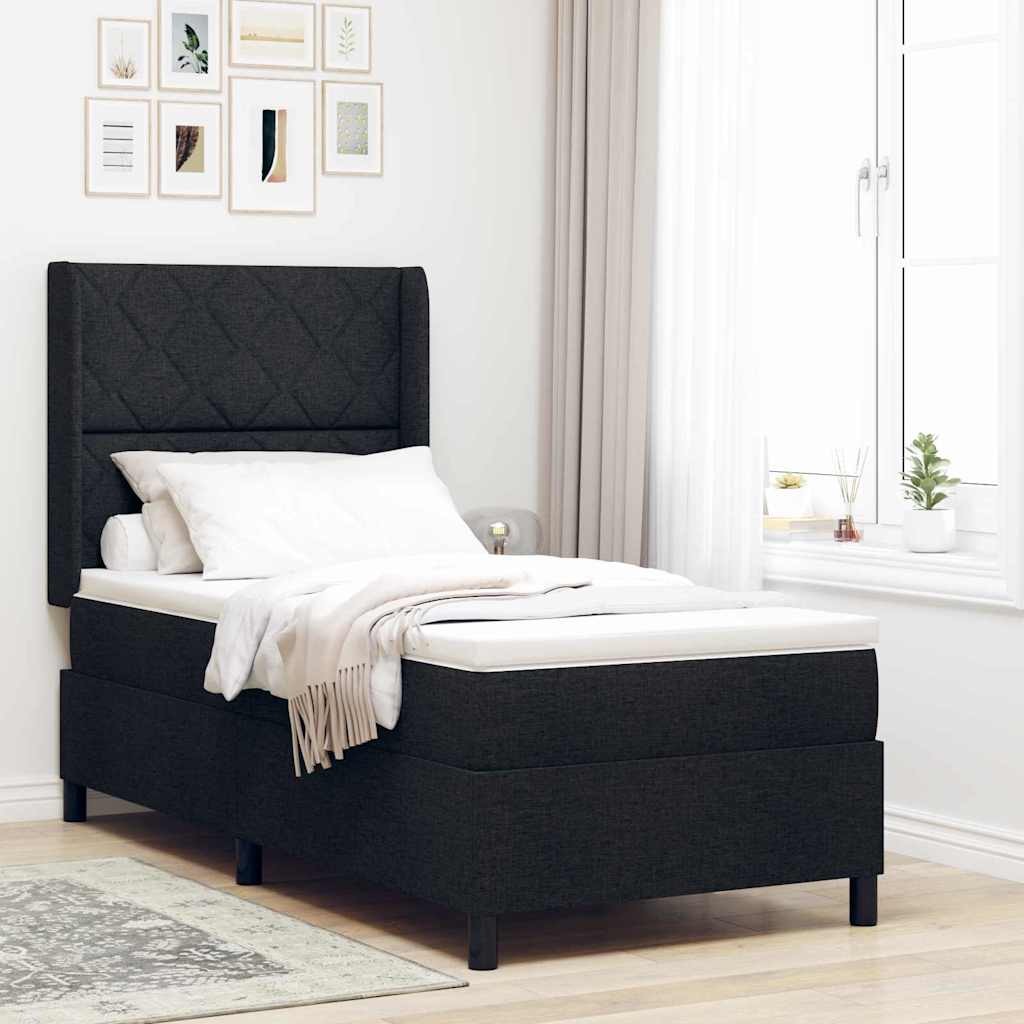 LED Box Spring Krevet s uzglavljem Crna 100 x 200 cm tkanina