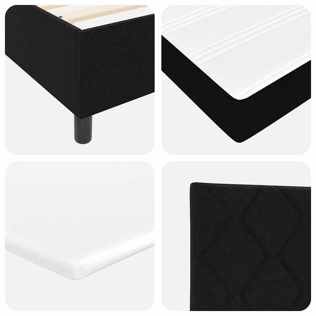 LED Box Spring Krevet s uzglavljem Crna 200 x 200 cm tkanina