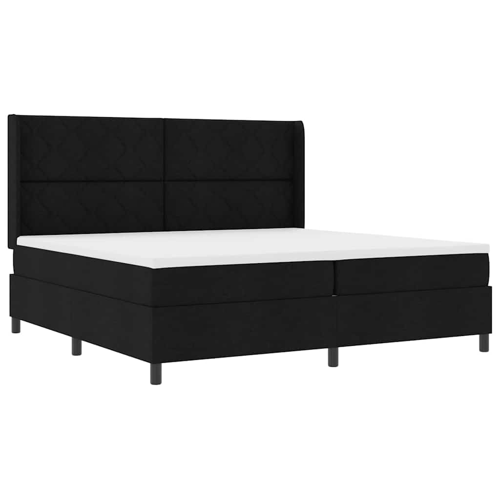LED Box Spring Krevet s uzglavljem Crna 200 x 200 cm tkanina