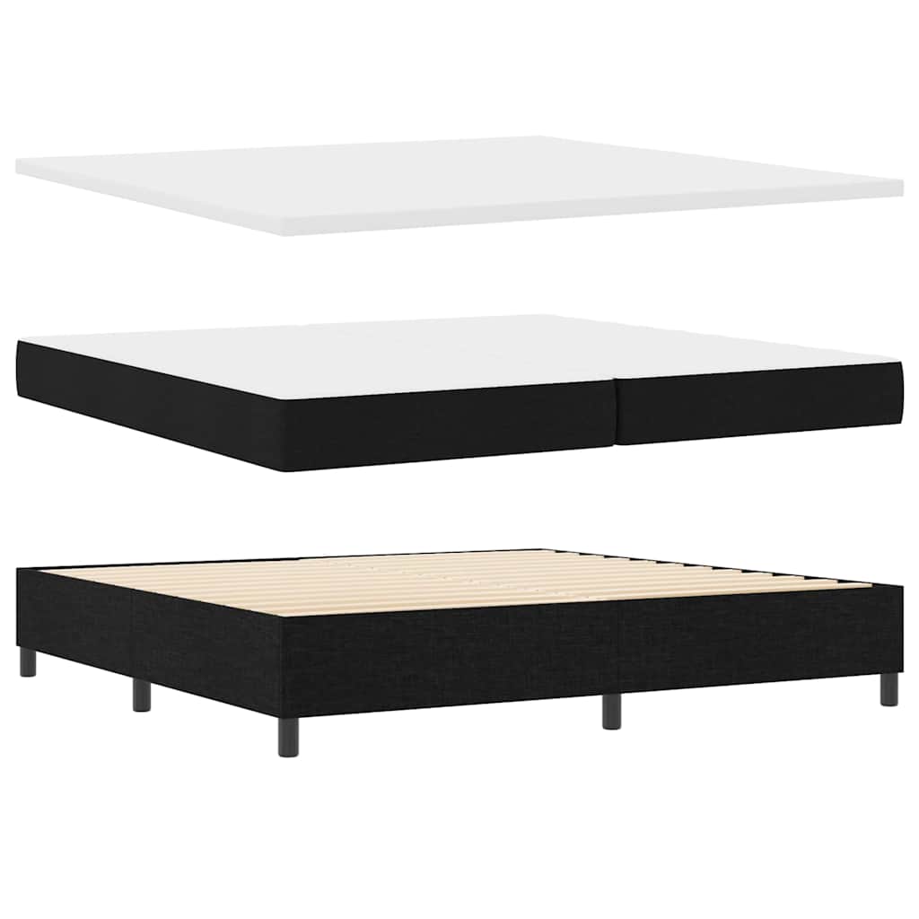 LED Box Spring Krevet s uzglavljem Crna 200 x 200 cm tkanina