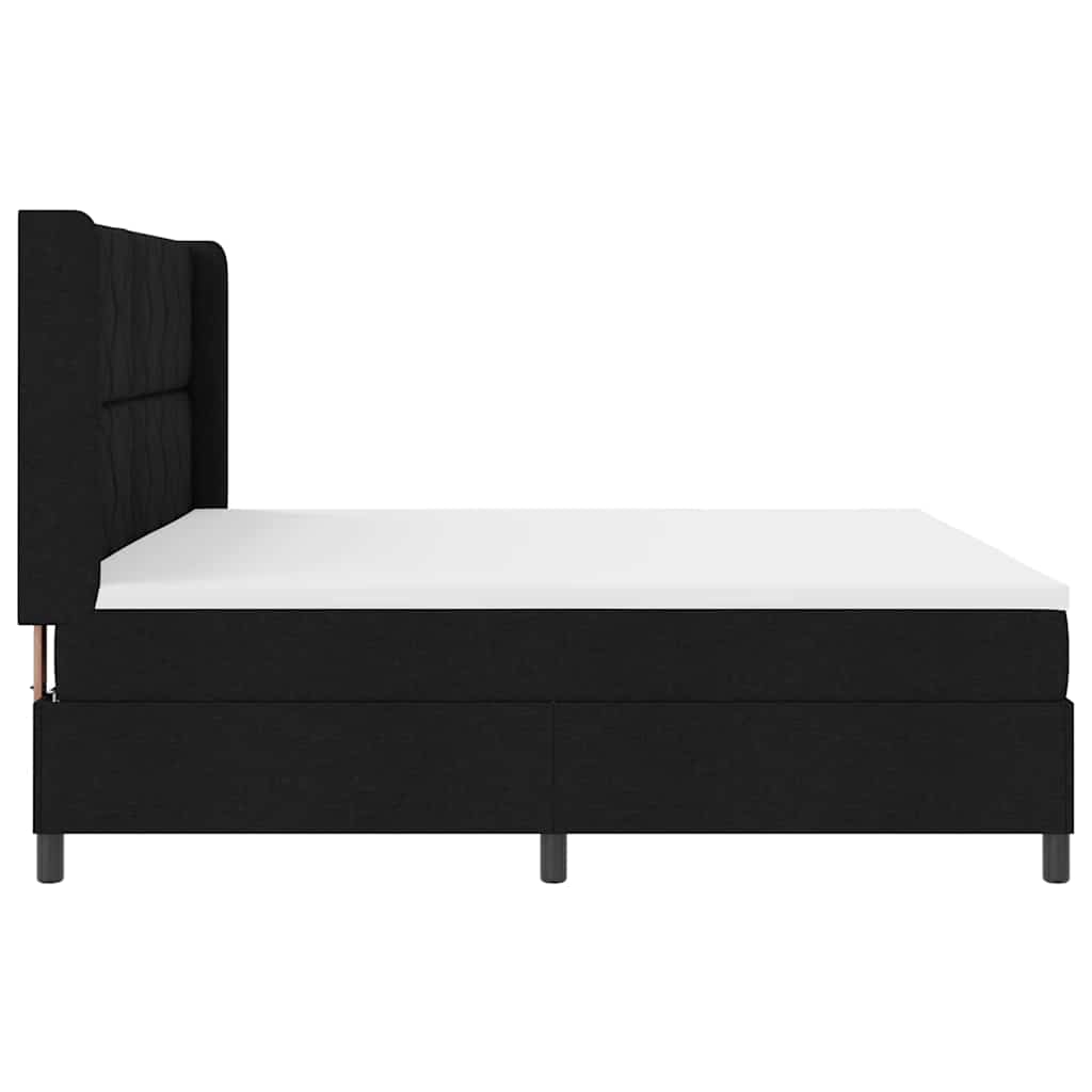 LED Box Spring Krevet s uzglavljem Crna 200 x 200 cm tkanina