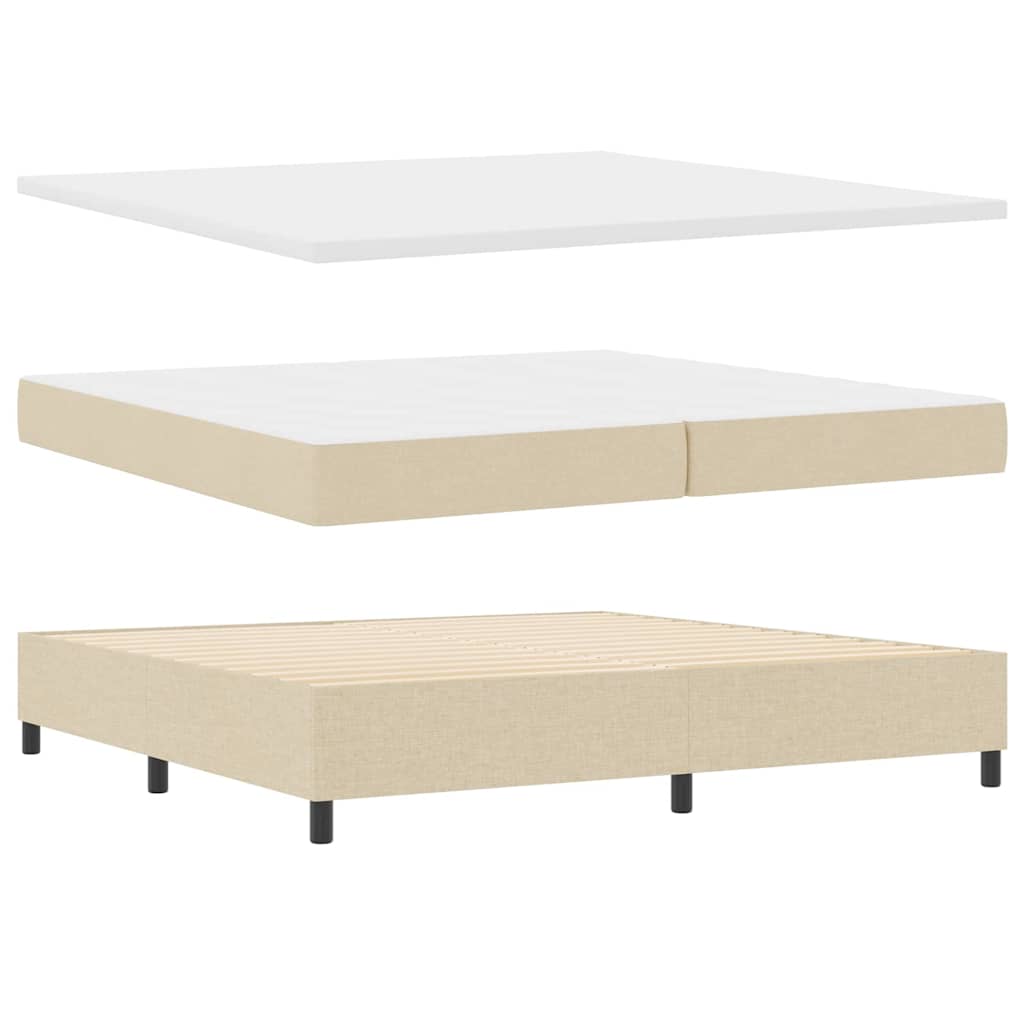 LED Box Spring Krevet s uzglavljem Krema 200 x 200 cm tkanina