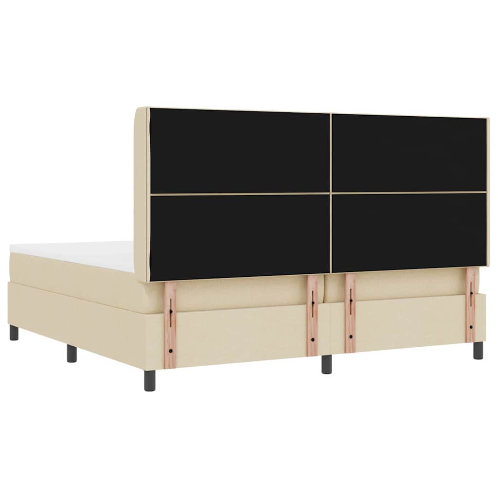 LED Box Spring Krevet s uzglavljem Krema 200 x 200 cm tkanina