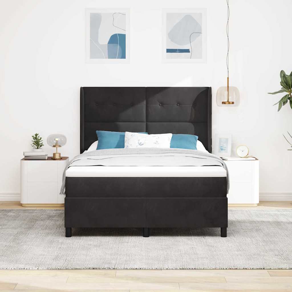 Krevet s opruga kutije s LED trakama Crna 160 x 200 cm Baršun