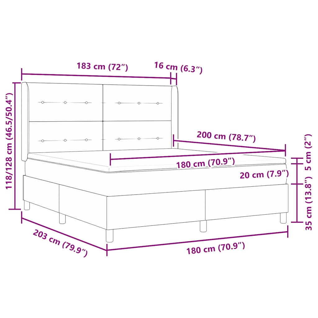 Krevet s opruga kutije s LED trakama Plava 180 x 200 cm Baršun
