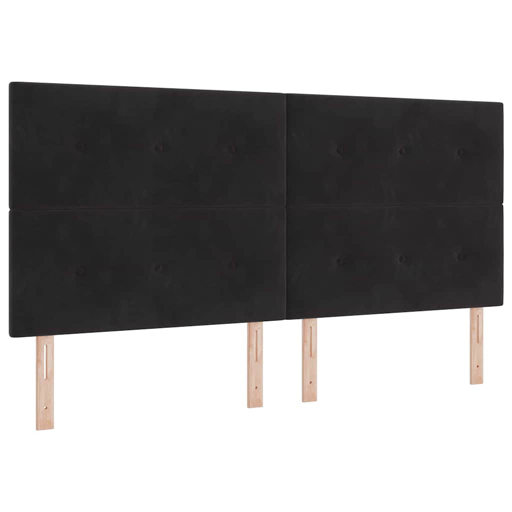 Krevet s opruga kutije s LED trakama Crna 200 x 200 cm Baršun