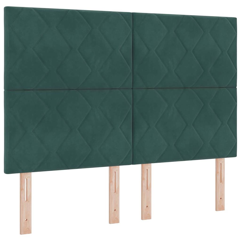 Krevet s opruga kutije s LED trakama Zelena 140 x 190 cm Baršun