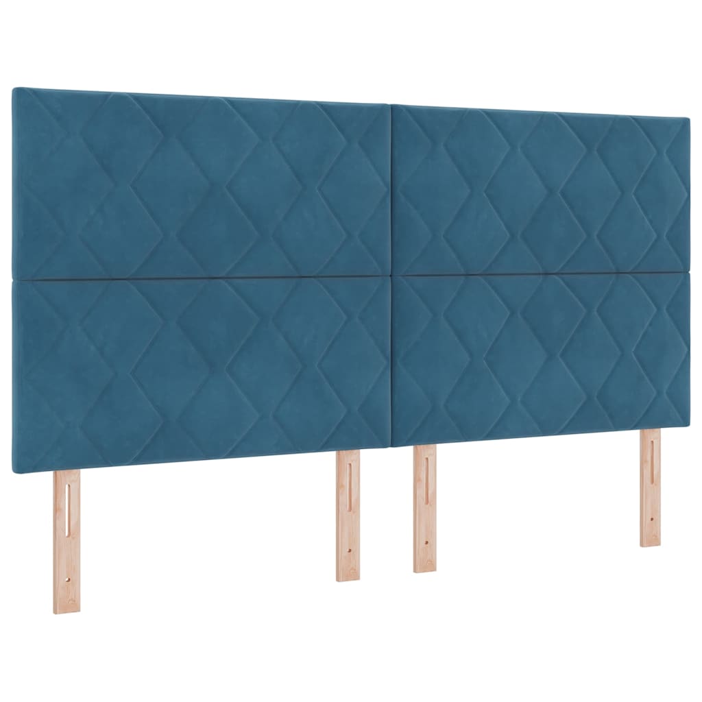 Krevet s opruga kutije s LED trakama Plava 180 x 200 cm Baršun
