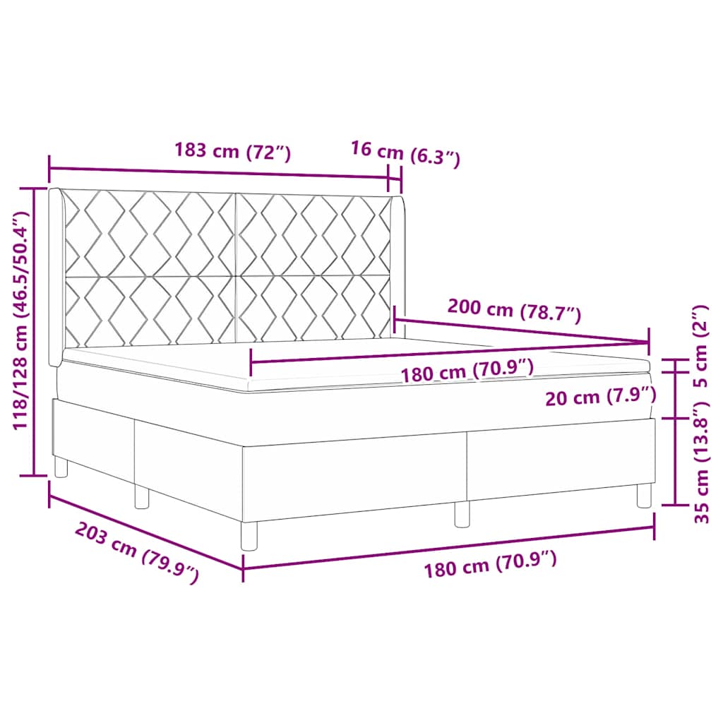 Krevet s opruga kutije s LED trakama Plava 180 x 200 cm Baršun