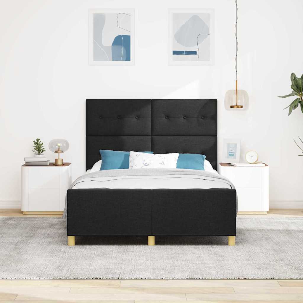 Krevetna konstrukcija s jastukom Crna 160 x 200 cm tkanina