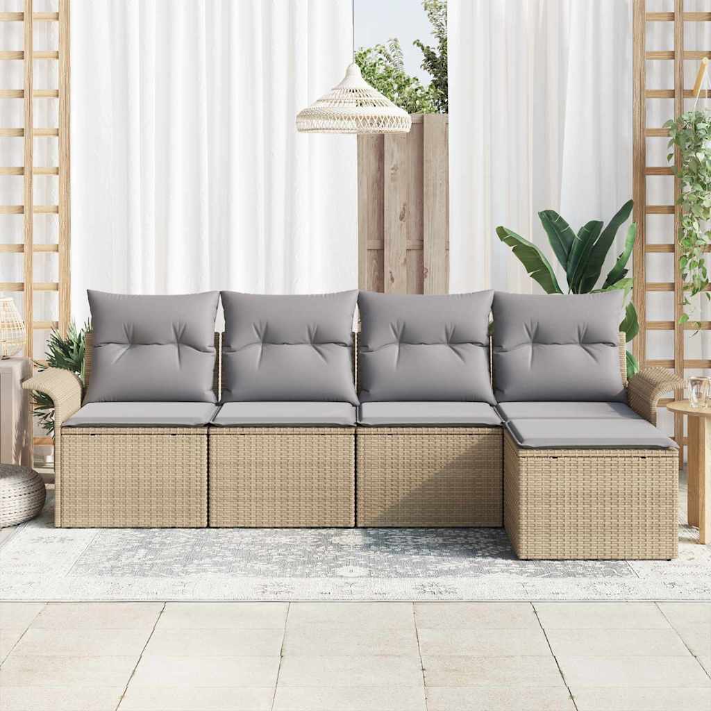 Sjedeća garnitura za vrt 5 kom. Bež poliratan 251 x 117 x 69 cm
