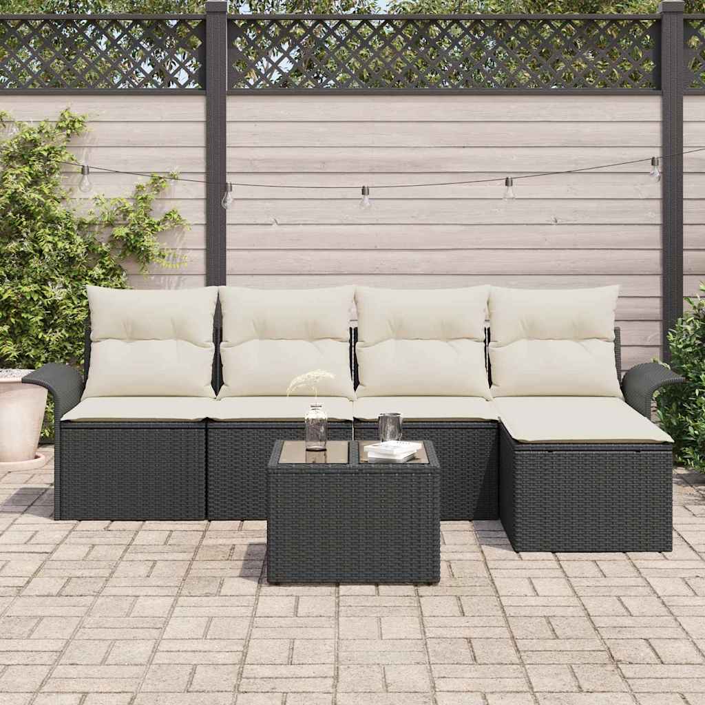 Sjedeća garnitura za vrt 6 kom. Crna poliratan 251 x 117 x 69 cm