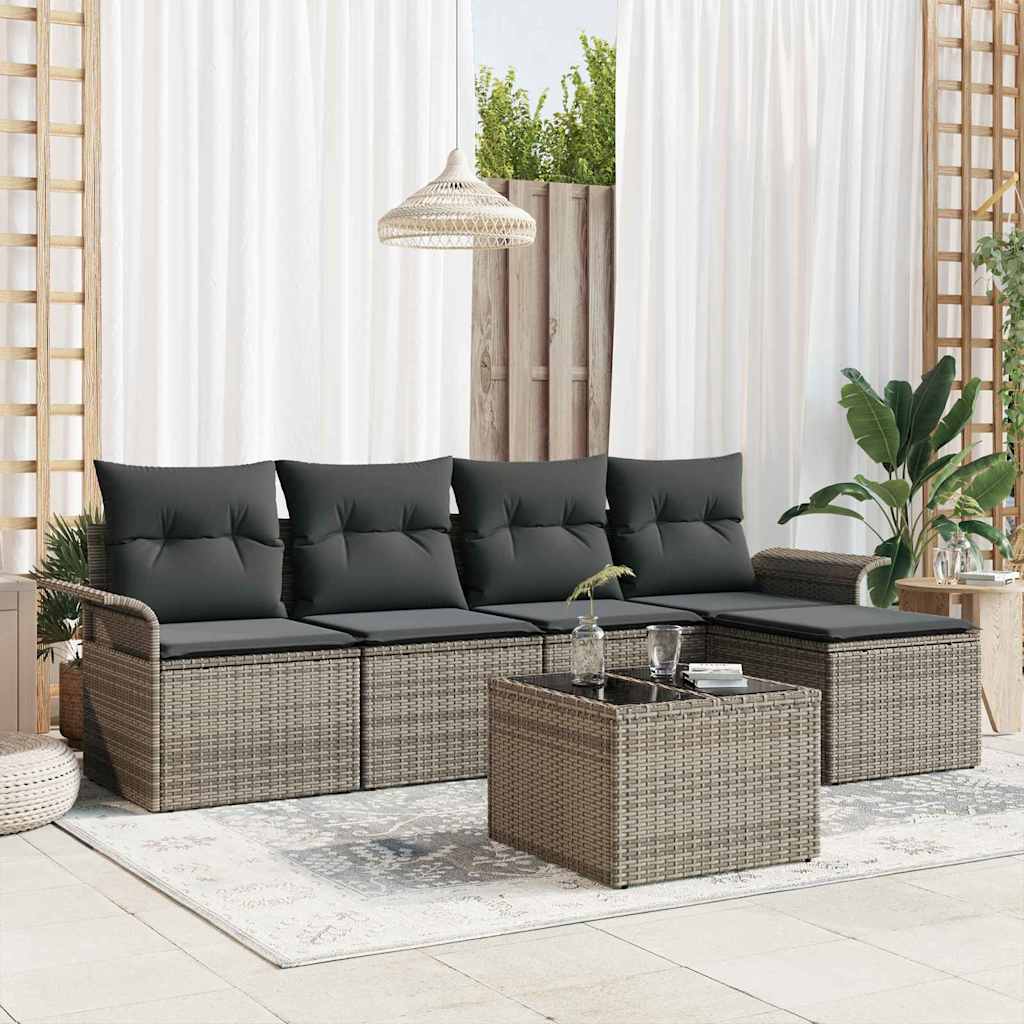 Sjedeća garnitura za vrt 6 kom. Siva poliratan 251 x 117 x 69 cm