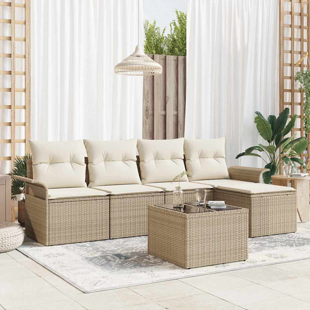 Sjedeća garnitura za vrt 6 kom. Bež poliratan 251 x 117 x 69 cm