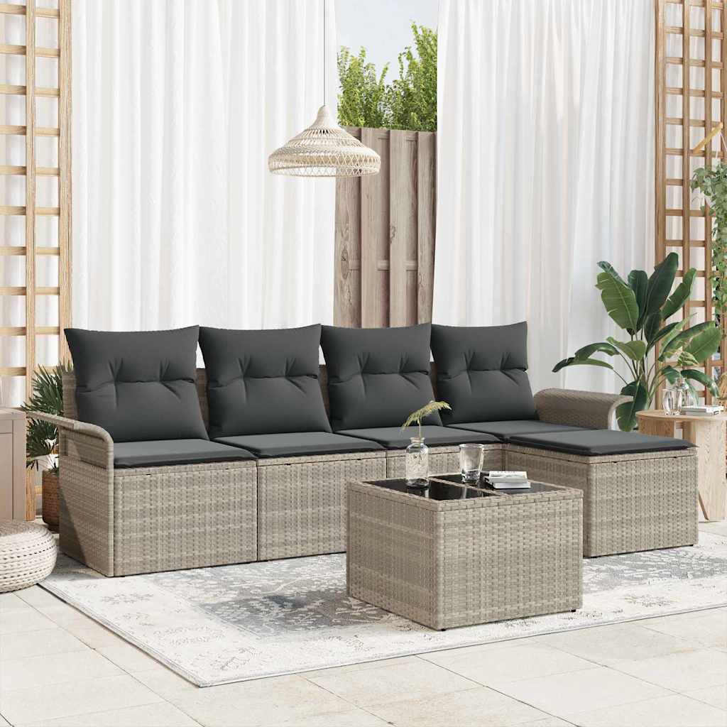 Sjedeća garnitura za vrt 6 kom. Svijetlo siva poliratan 251 x 117 x 69 cm