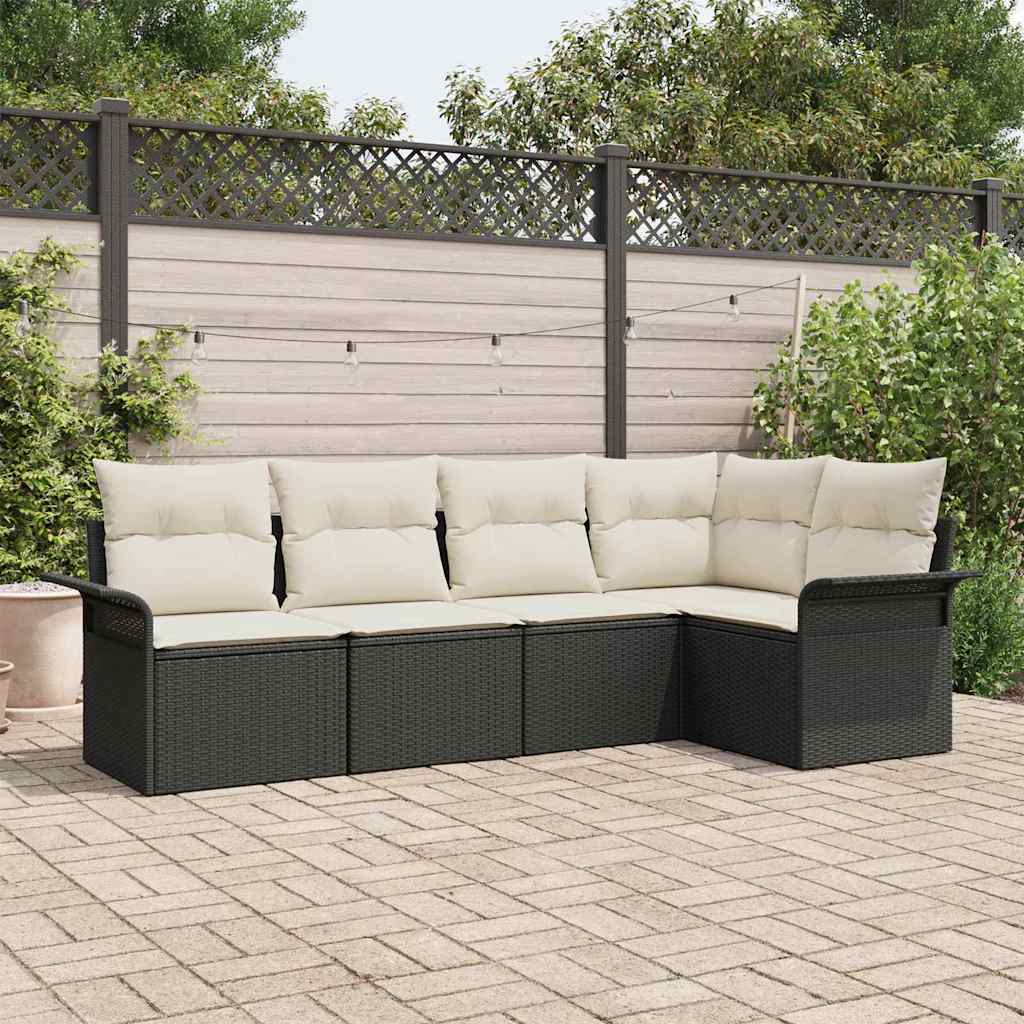 Sjedeća garnitura za vrt 5 kom. Crna poliratan 242,5 x 132,5 x 69 cm
