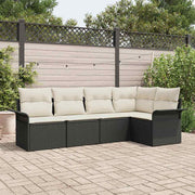 Sjedeća garnitura za vrt 5 kom. Crna poliratan 242,5 x 132,5 x 69 cm