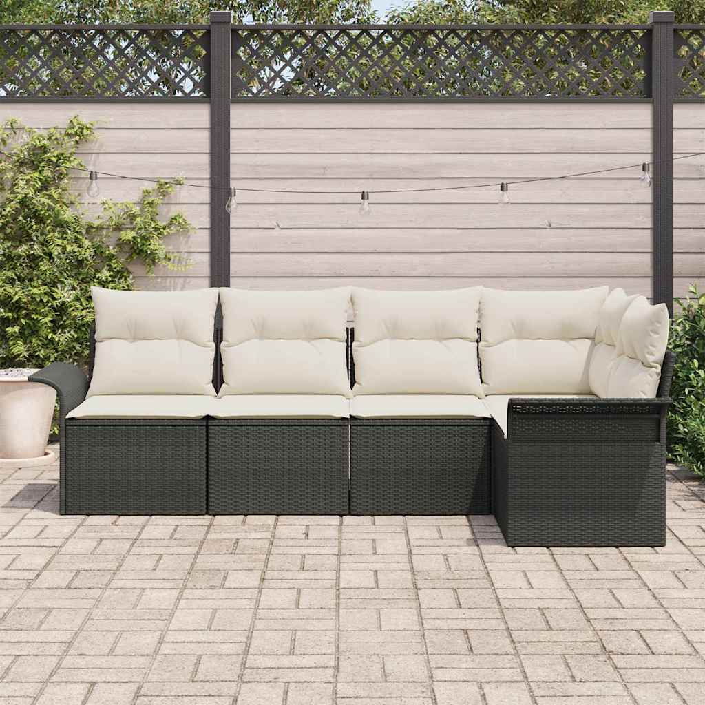 Sjedeća garnitura za vrt 5 kom. Crna poliratan 242,5 x 132,5 x 69 cm