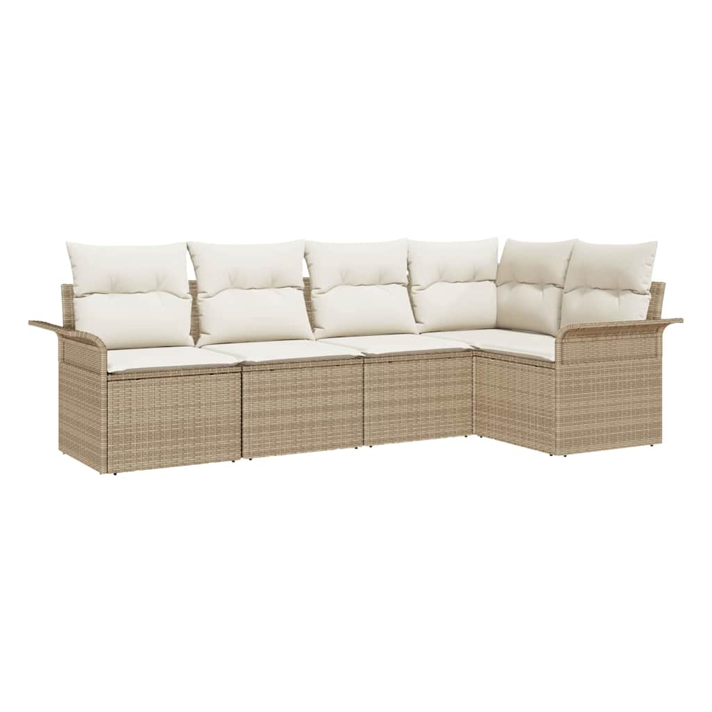 Sjedeća garnitura za vrt 5 kom. Bež poliratan 242,5 x 132,5 x 69 cm