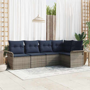 Sjedeća garnitura za vrt 5 kom. Siva poliratan 242,5 x 132,5 x 69 cm