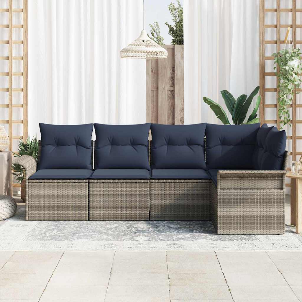 Sjedeća garnitura za vrt 5 kom. Siva poliratan 242,5 x 132,5 x 69 cm
