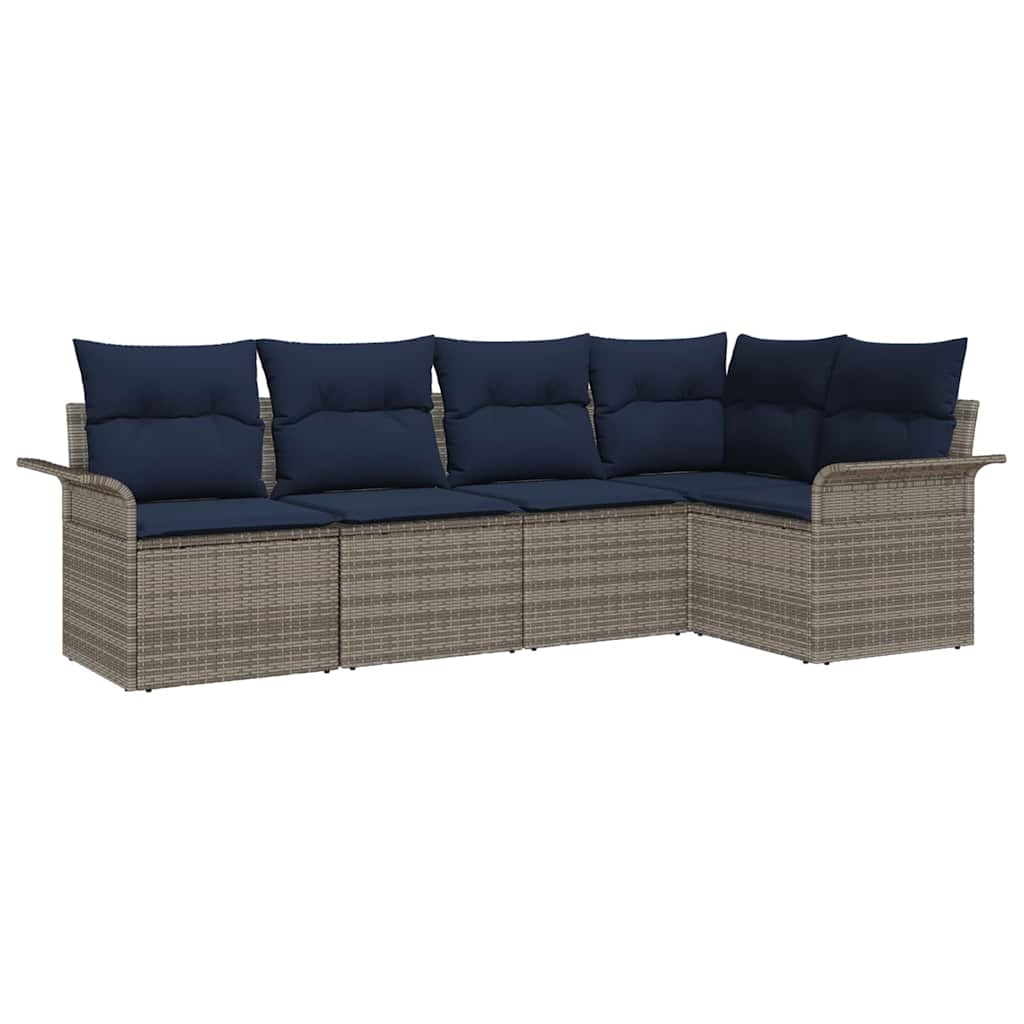 Sjedeća garnitura za vrt 5 kom. Siva poliratan 242,5 x 132,5 x 69 cm