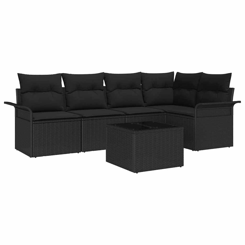Sjedeća garnitura za vrt 6 kom. Crna poliratan 242,5 x 132,5 x 69 cm