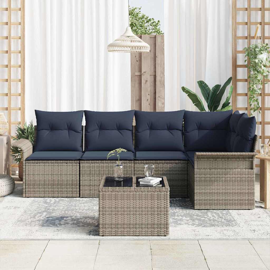 Sjedeća garnitura za vrt 6 kom. Siva poliratan 242,5 x 132,5 x 69 cm