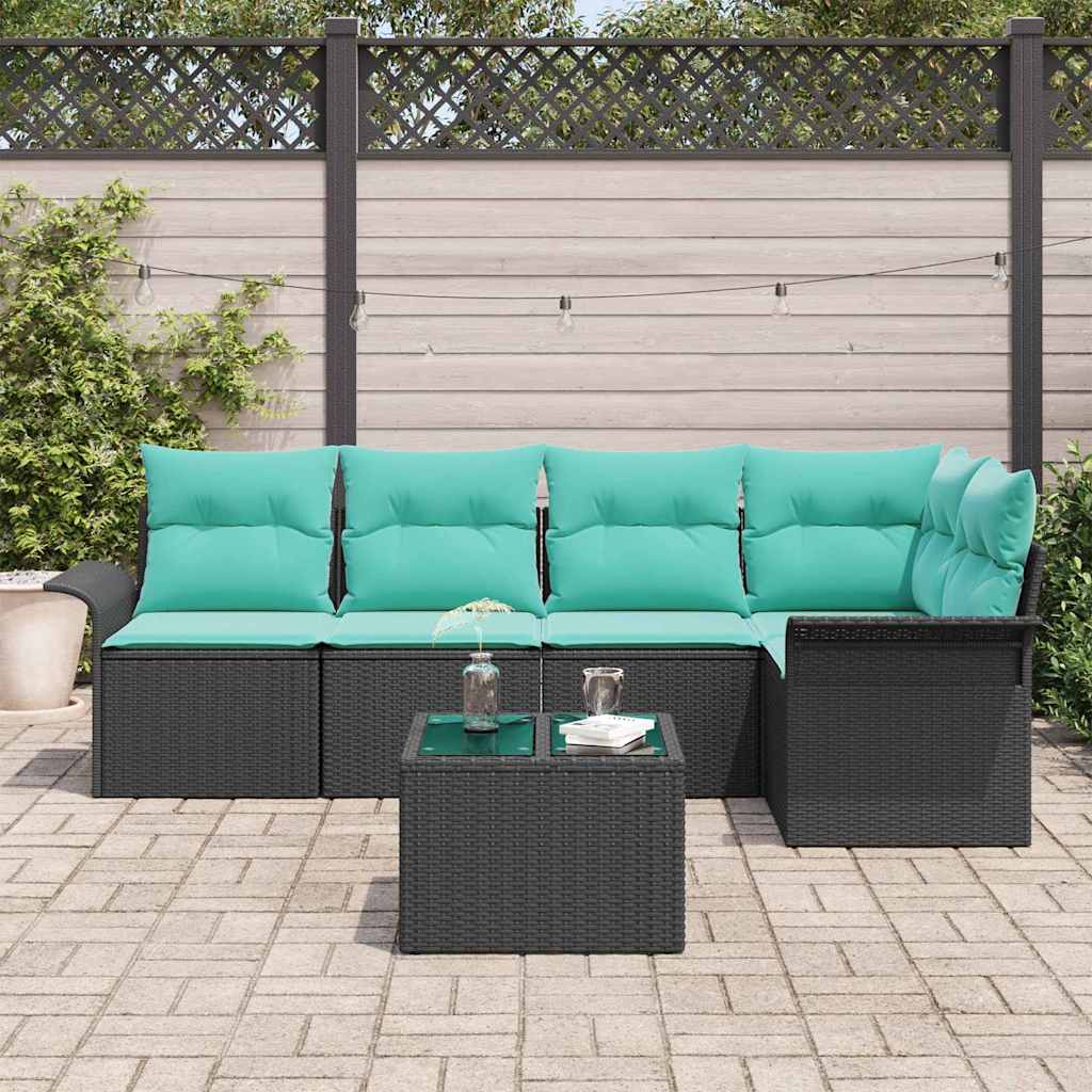 Sjedeća garnitura za vrt 6 kom. Crna poliratan 242,5 x 132,5 x 69 cm