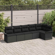 Sjedeća garnitura za vrt 6 kom. Crna poliratan 297,5 x 132,5 x 69 cm