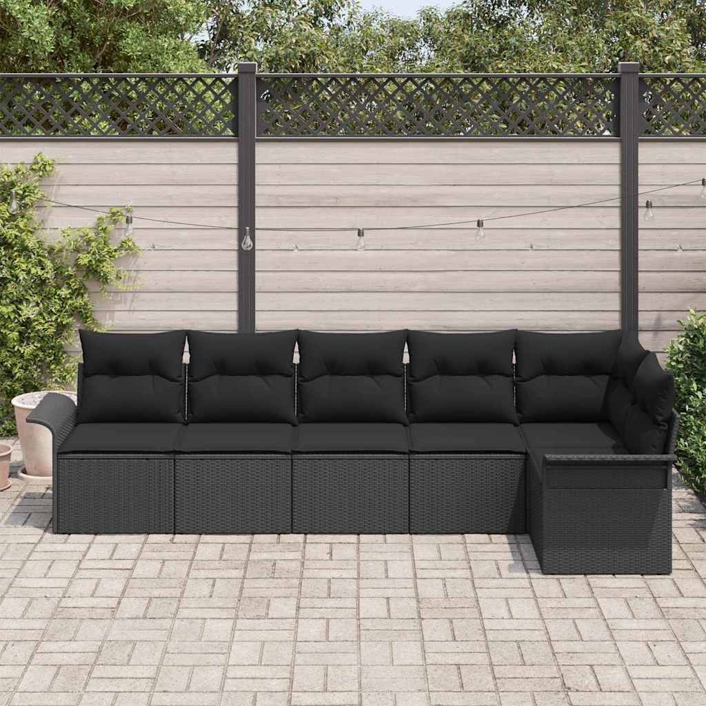 Sjedeća garnitura za vrt 6 kom. Crna poliratan 297,5 x 132,5 x 69 cm
