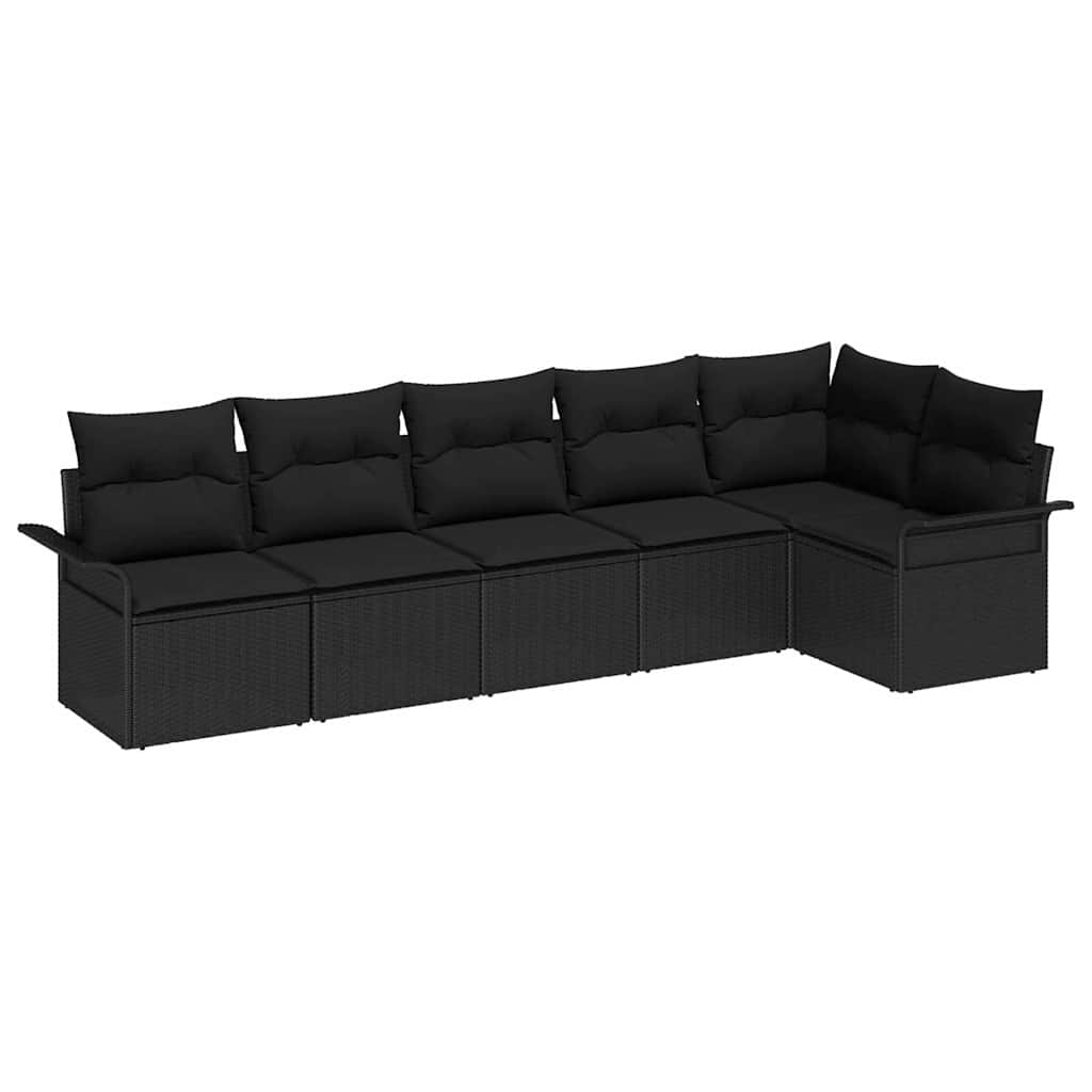 Sjedeća garnitura za vrt 6 kom. Crna poliratan 297,5 x 132,5 x 69 cm