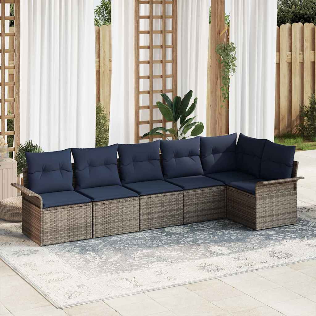 Sjedeća garnitura za vrt 6 kom. Siva poliratan 297,5 x 132,5 x 69 cm