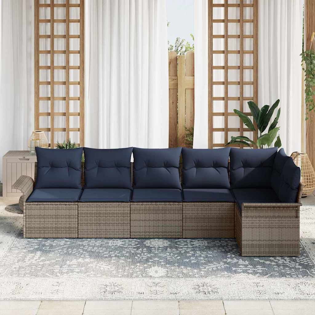 Sjedeća garnitura za vrt 6 kom. Siva poliratan 297,5 x 132,5 x 69 cm