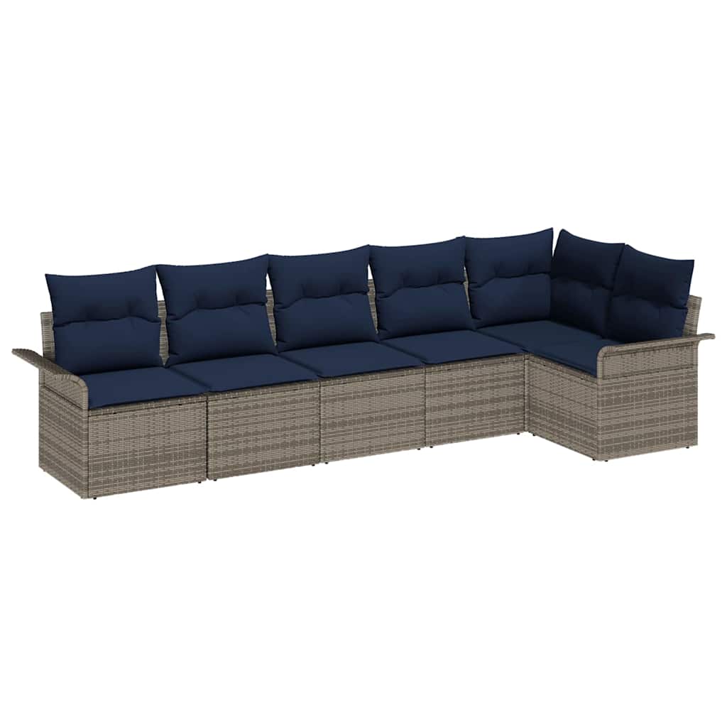 Sjedeća garnitura za vrt 6 kom. Siva poliratan 297,5 x 132,5 x 69 cm