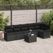 Sjedeća garnitura za vrt 7 kom. Crna poliratan 297,5 x 132,5 x 69 cm